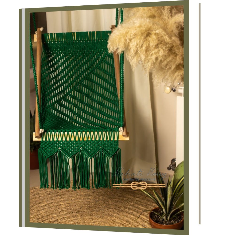 hamaca en hilos verdes macrame