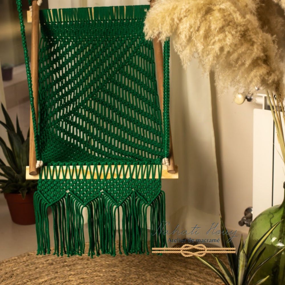 hamaca verde en macrame